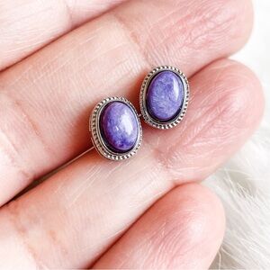 Purple Charoite Crystal Stud Earrings